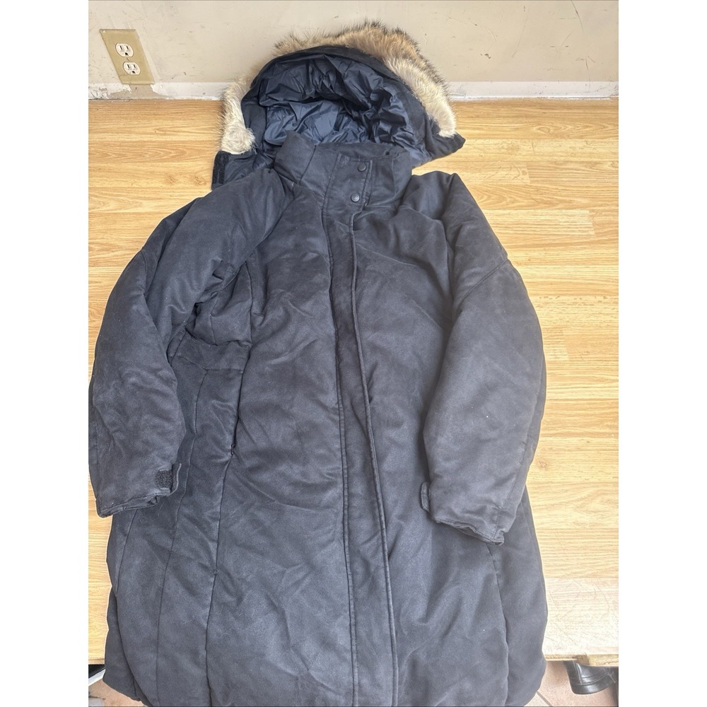 Women's Cabela's Goose down 550 Fill Power Long Coat Parka Fur Zip off Hood Sz L